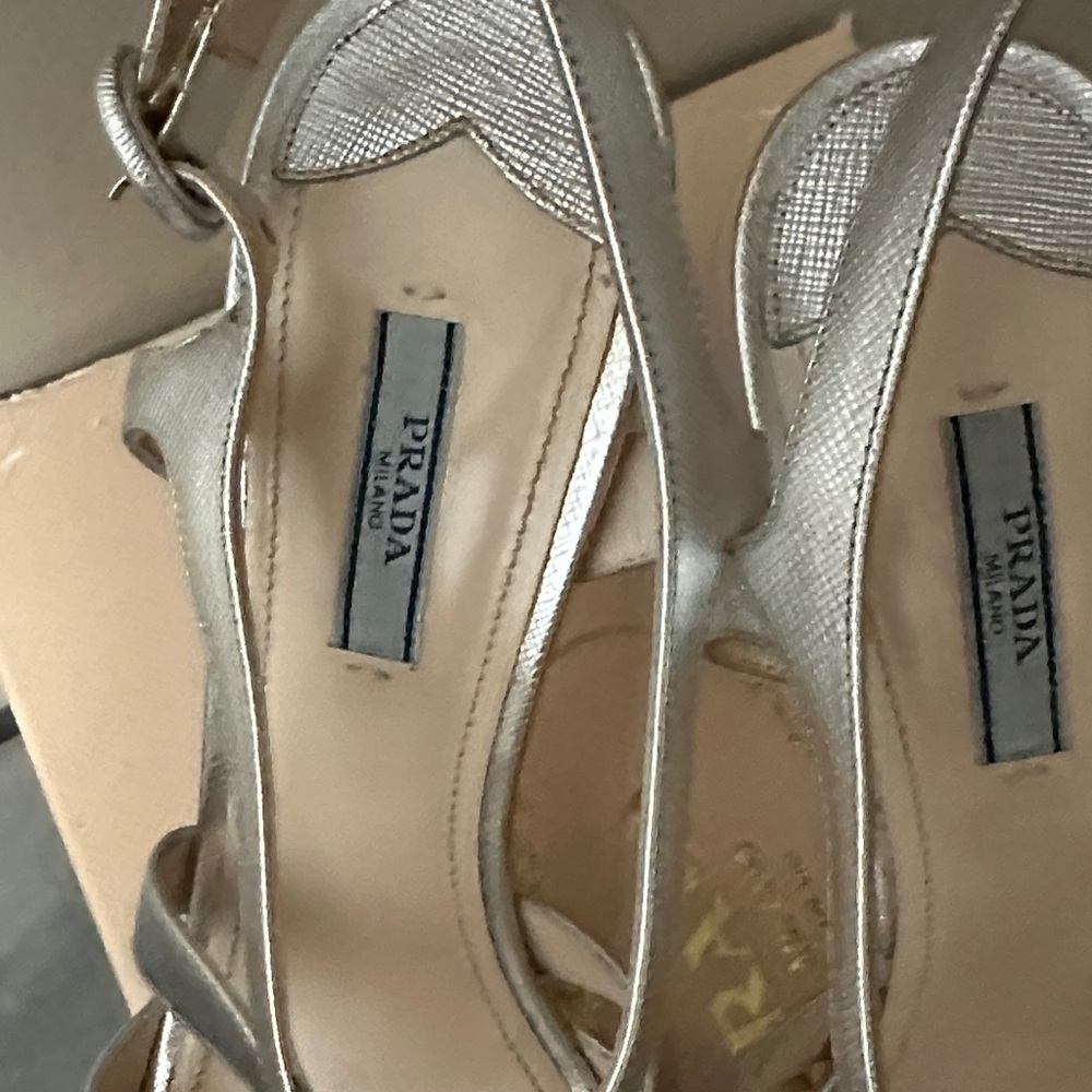 Prada Silver Strappy Heels - Picture 2 of 16